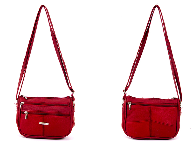 3758 Red Small Across Body Bag with Top Zip 2 Front - Click Image to Close